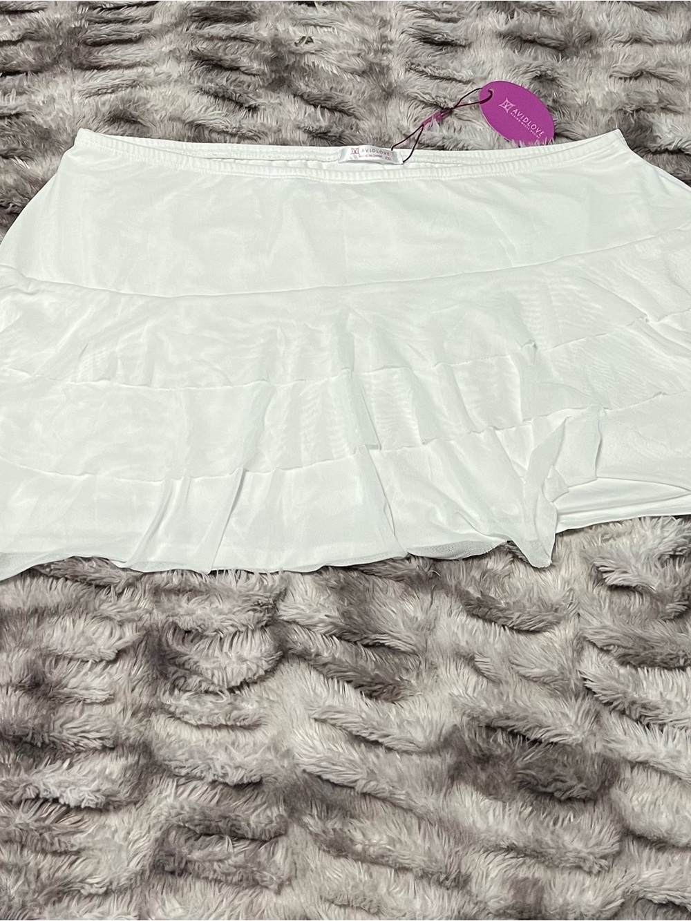 Ava & Viv White Ruffled Tier Mini Skirt